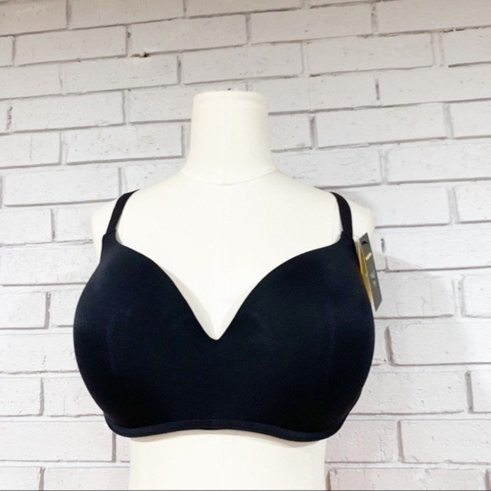 Wonderbra Black T-Shirt Bra Wireless Push-Up Plunge Seamless Basics NWT 38D
